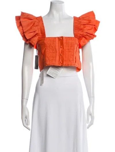 Pre-owned Aje Linen Square Neckline Crop Top W/ Tags In Orange