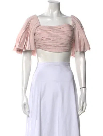 Pre-owned Aje Linen Square Neckline Crop Top In White