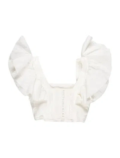 Pre-owned Aje Linen Square Neckline Crop Top In White