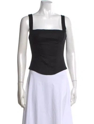 Pre-owned Aje Linen Square Neckline Top In Black