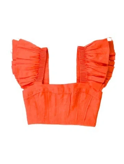 Pre-owned Aje Linen Square Neckline Top In Orange