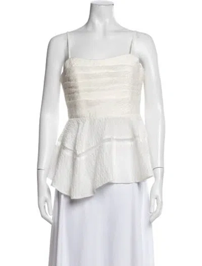 Pre-owned Aje Linen Square Neckline Top In White