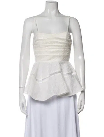 Pre-owned Aje Linen Square Neckline Top In White