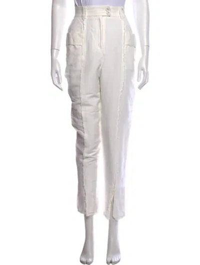 Pre-owned Aje Linen Straight Leg Pants In White
