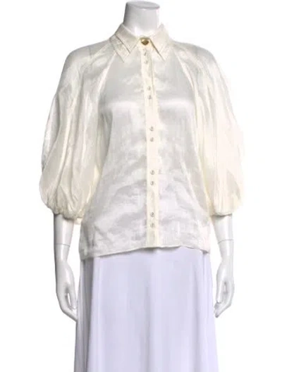 Pre-owned Aje Linen Three-quarter Sleeve Blouse In Neutral