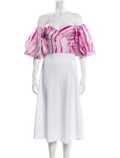 Pre-owned Aje Linen Tie-dye Print Crop Top In Purple