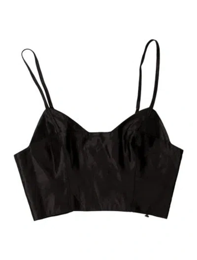 Pre-owned Aje Linen V-neck Crop Top In Black