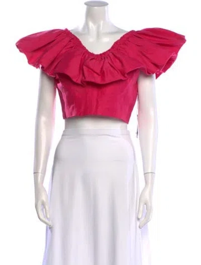 Pre-owned Aje Linen V-neck Crop Top W/ Tags In Pink