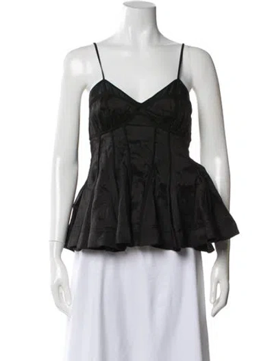 Pre-owned Aje Linen V-neck Top In Black