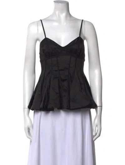 Pre-owned Aje Linen V-neck Top In Black