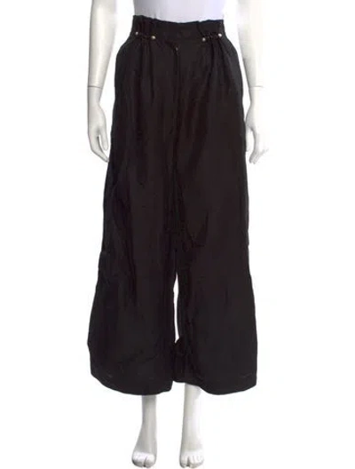 Pre-owned Aje Linen Wide Leg Pants In Black