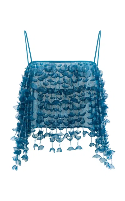 Aje Lola Embellished Crop Top In Blue