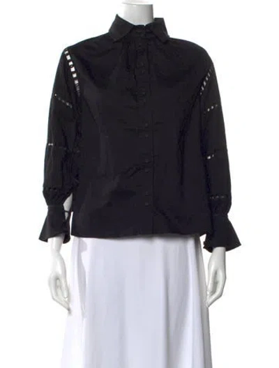 Pre-owned Aje Long Sleeve Blouse In Black