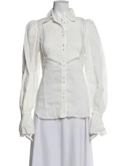 Pre-owned Aje Long Sleeve Blouse In Neutrals