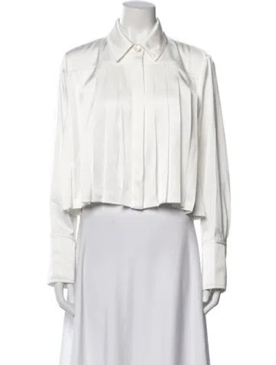 Pre-owned Aje Long Sleeve Blouse In White
