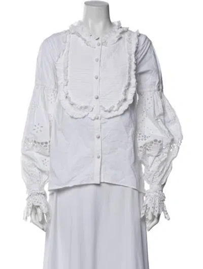 Pre-owned Aje Long Sleeve Blouse In White
