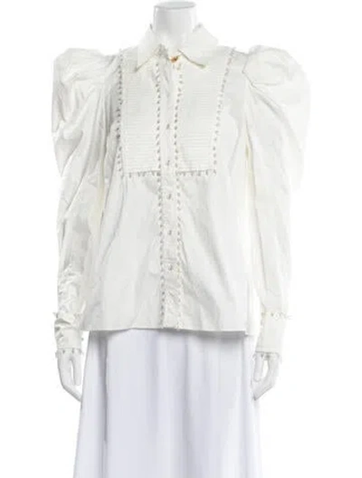 Pre-owned Aje Long Sleeve Blouse In White