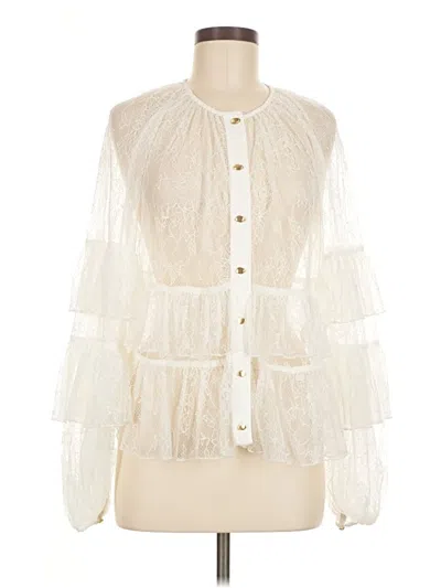 Pre-owned Aje Long Sleeve Blouse In White