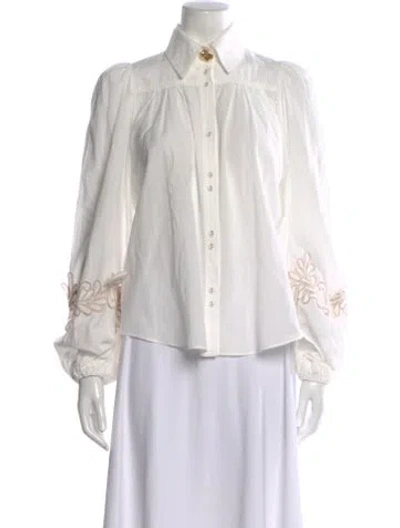 Pre-owned Aje Long Sleeve Blouse In White