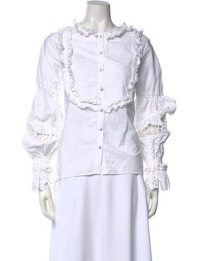 Pre-owned Aje Long Sleeve Blouse In White
