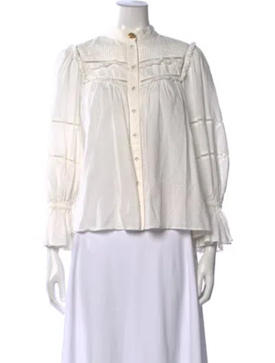Pre-owned Aje Long Sleeve Blouse In White