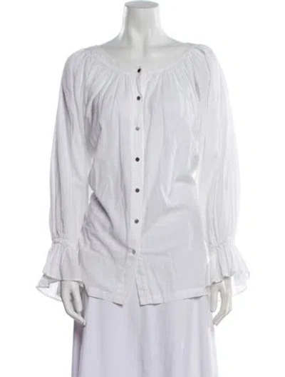Pre-owned Aje Long Sleeve Button-up Top In White