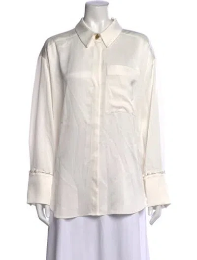Pre-owned Aje Long Sleeve Button-up Top In White