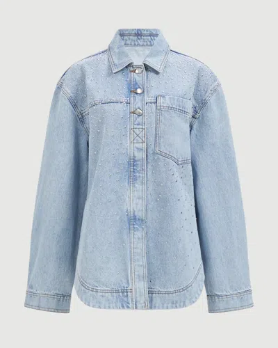 Aje Lucina Stud Denim Shirt In Blue