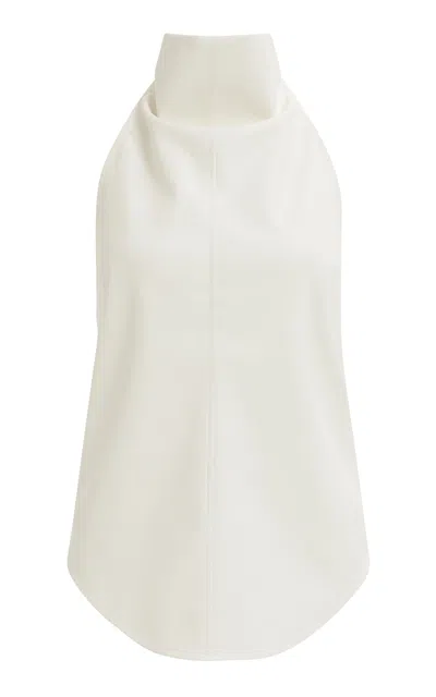 Aje Lucy Faux Leather Halterneck Top In White