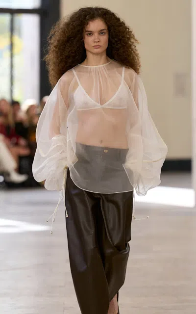 Aje Lunetta Oversized Organza Top In White