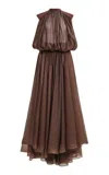 Aje Marcella Sheer Maxi Dress In Brown