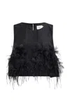 Aje Marseille Feather-trim Top In Black