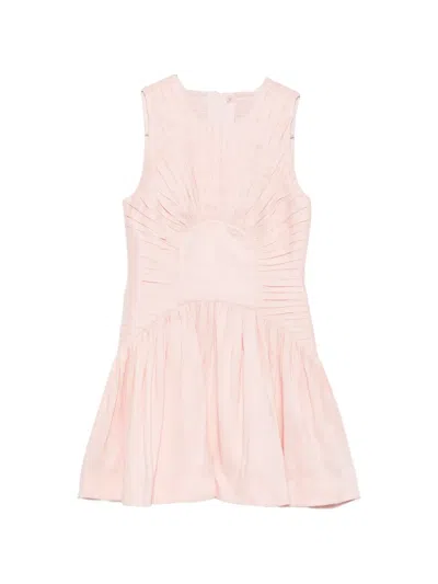 Aje Medea Gathered Linen-blend Mini Dress In Pink