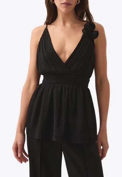 Aje Mercurial Floral-appliqué Cami Top In Black