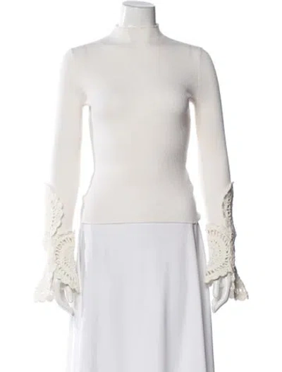 Pre-owned Aje Merino Wool Mock Neck Sweater In White