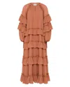 Aje Mina Ruffled Tiered Maxi Dress In Brown