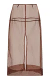 Aje Mirella Sheer Silk-organza Midi Skirt In Brown