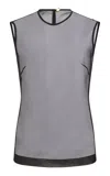 Aje Mirella Sheer Silk-organza Top In Black