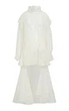 Aje Mirella Sheer Silk-organza Trench Coat In White
