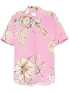 Aje Mirella Floral-print Silk Shirt In 粉色