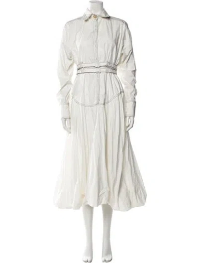Pre-owned Aje Mock Neck Long Dress In White
