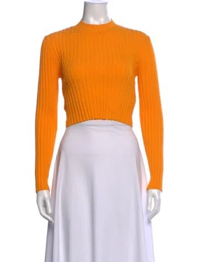Pre-owned Aje Mock Neck Long Sleeve Crop Top In Orange