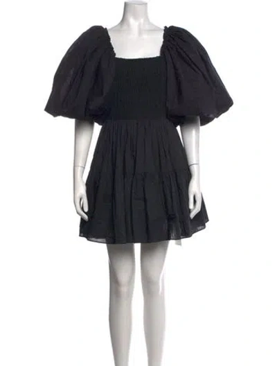 Pre-owned Aje Mock Neck Mini Dress In Black