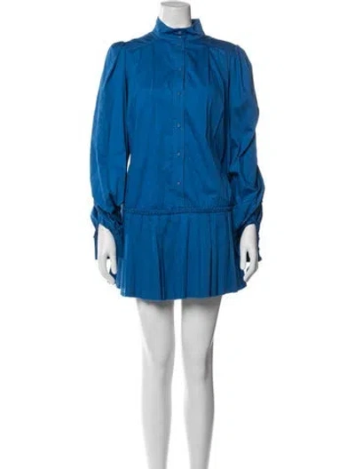 Pre-owned Aje Mock Neck Mini Dress In Blue