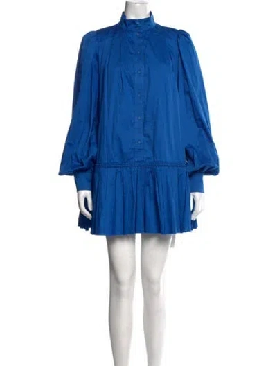 Pre-owned Aje Mock Neck Mini Dress In Blue