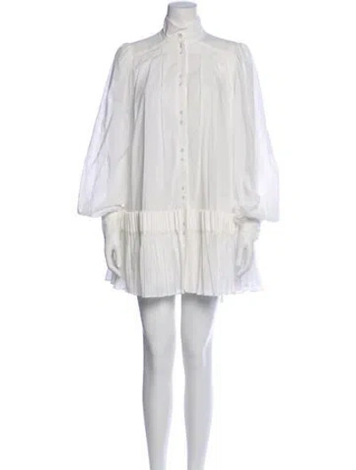 Pre-owned Aje Mock Neck Mini Dress In White