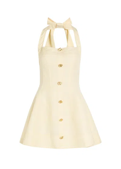 Aje Monroe Halterneck Linen-blend Mini Dress In Multi