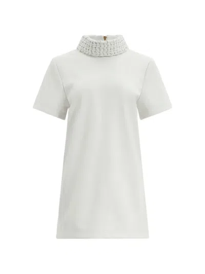 Aje Mossan Braided-collar Mini Dress In Weiss