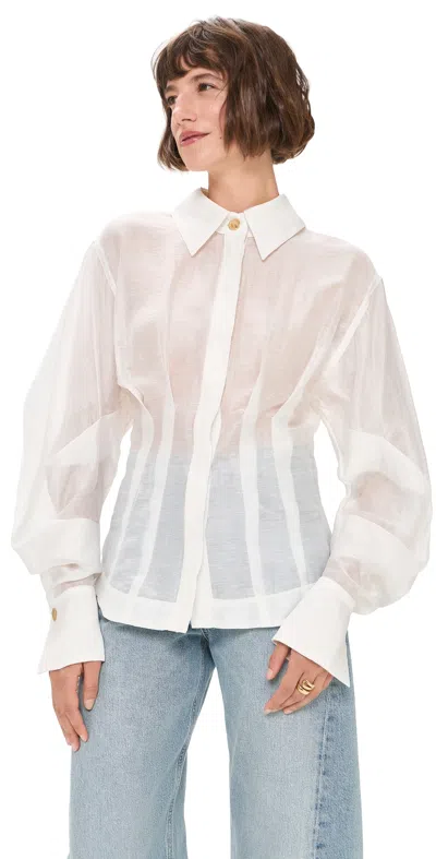 Aje Murphie Button Down Shirt Ivory In White