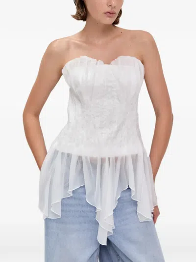 Aje Nisha Asymmetric-hem Top In White